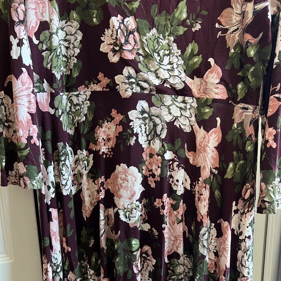 Loft Brand Purple Floral Long Sleeve Dress - Picture 4 of 7